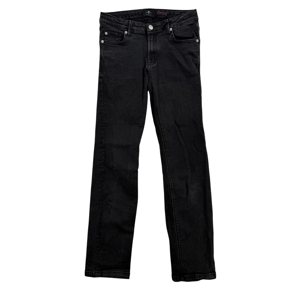 7 For All Mankind Jeans Boys 12 Black Slimmy‎ Slim Straight Stretch Denim Youth